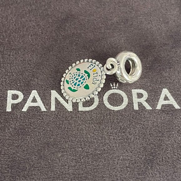 Pandora Florida Turtle Dangle Charm Travel Pendant S925 Sterling silver Jewelry - Picture 3 of 4